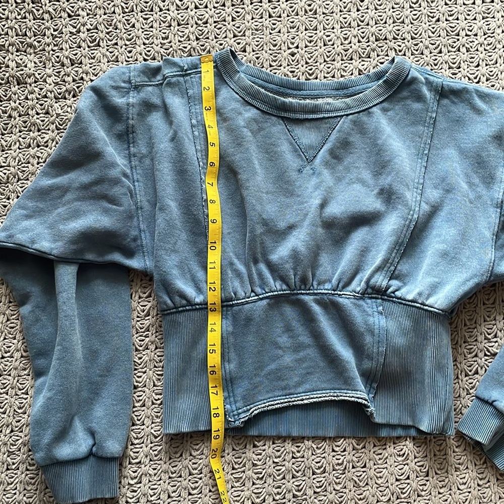 We The Free Blue Cropped Crewneck Sweater - Picture 5 of 7